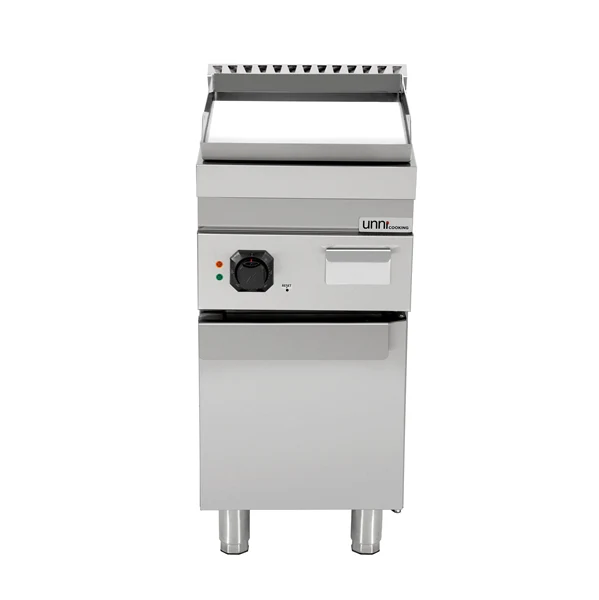 Plancha électrique sur meuble chromée lisse - L 400 x P 700 x H 850/900 mm - 4,5 kW - Unninox