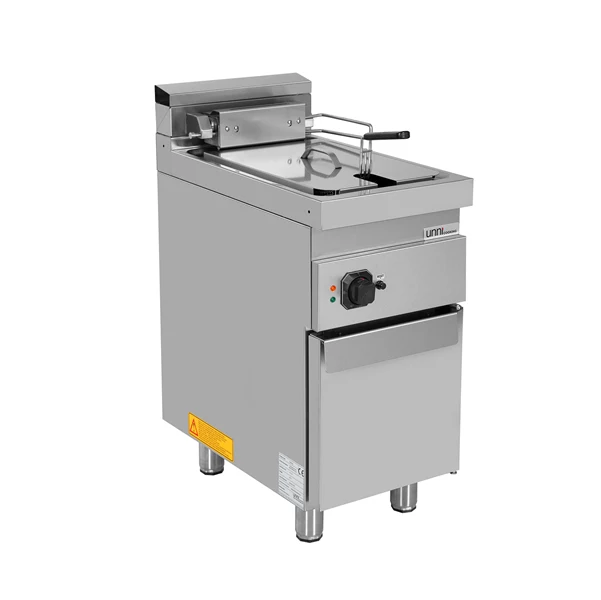 Friteuse électrique sur meuble 1 cuve 16 L - L 400 x P 700 x H 850/900 mm - 14,2 kW 400 V - Unninox