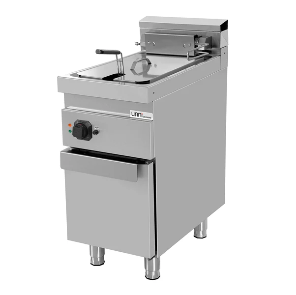 Friteuse électrique sur meuble 1 cuve 16 L - L 400 x P 700 x H 850/900 mm - 14,2 kW 400 V - Unninox