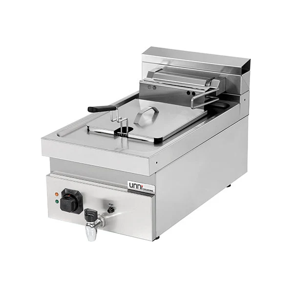 Friteuse électrique à poser 1 cuve 12 L - L 400 x P 700 x H 300 mm - 9 kW 400 V - Unninox