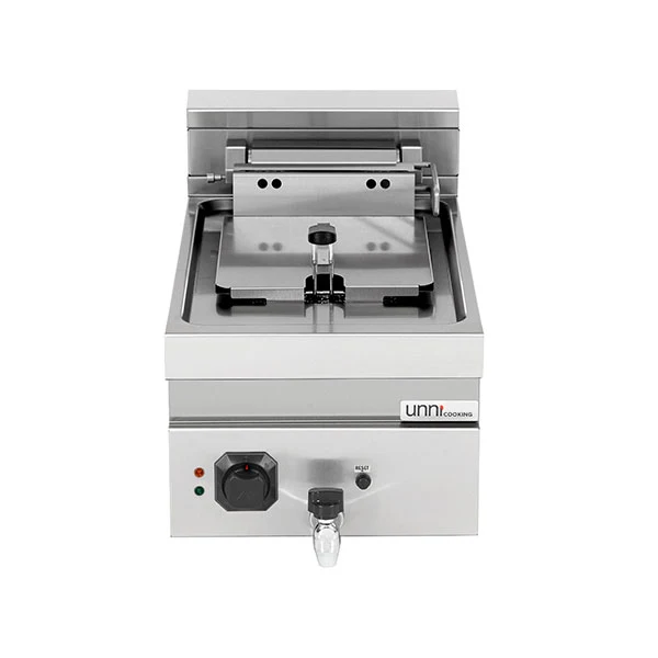Friteuse électrique à poser 1 cuve 12 L - L 400 x P 700 x H 300 mm - 9 kW 400 V - Unninox