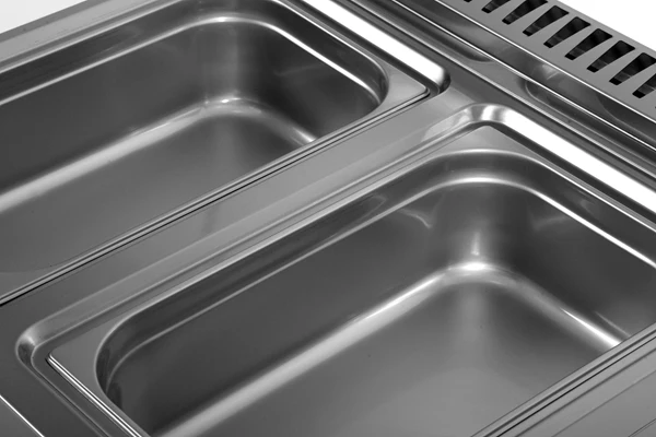 Bain-marie électrique sur meuble 2 cuves GN 1/1 - L 800 x P 700 x H 850/900 mm - 3 kW 230 V - Unninox