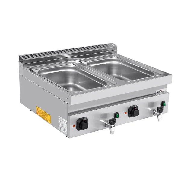 Bain-marie électrique à poser 2 cuves GN 1/1 - L 800 x P 700 x H 300 mm - 3 kW 230 V - Unninox