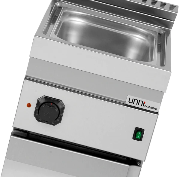 Bain-marie électrique sur meuble 1 cuve GN 1/1 - L 400 x P 700 x H 850/900 mm - 1,5 kW 230 V - Unninox