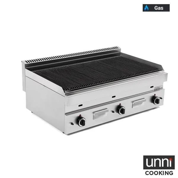 Grill pierre de lave gaz - L 1020 x P 650 x H 320 mm - 16,5 kW - Unninox