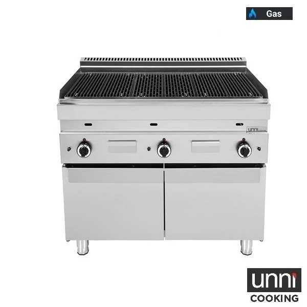 Grill pierre de lave gaz - L 1020 x P 650 x H 320 mm - 16,5 kW - Unninox