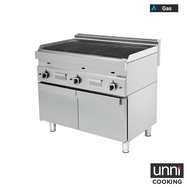 Grill pierre de lave gaz - L 1020 x P 650 x H 320 mm - 16,5 kW - Unninox