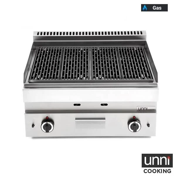 Grill pierre de lave gaz - L 700 x P 650 x H 320 mm - 11 kW - Unninox