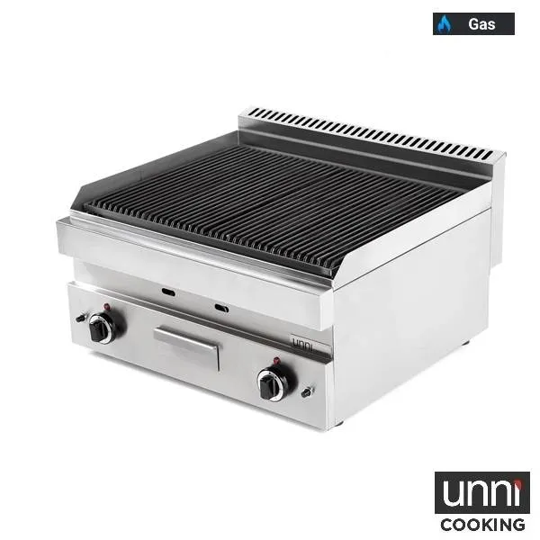 Grill pierre de lave gaz - L 700 x P 650 x H 320 mm - 11 kW - Unninox