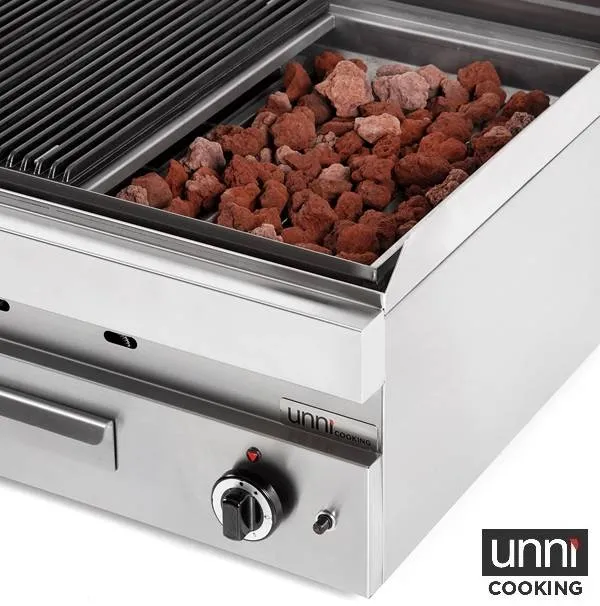 Grill pierre de lave gaz - L 700 x P 650 x H 320 mm - 11 kW - Unninox