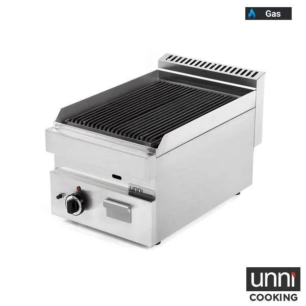 Grill pierre de lave gaz - L 400 x P 650 x H 320 mm - 5,5 kW - Unninox