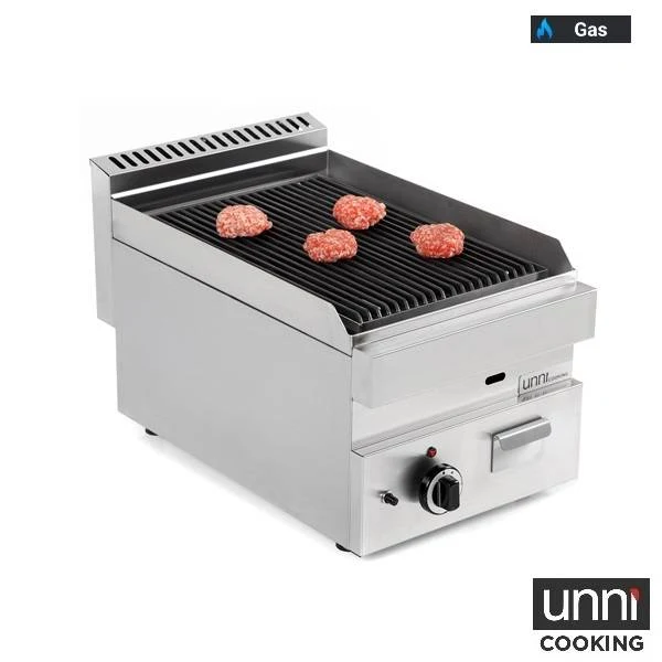 Grill pierre de lave gaz - L 400 x P 650 x H 320 mm - 5,5 kW - Unninox