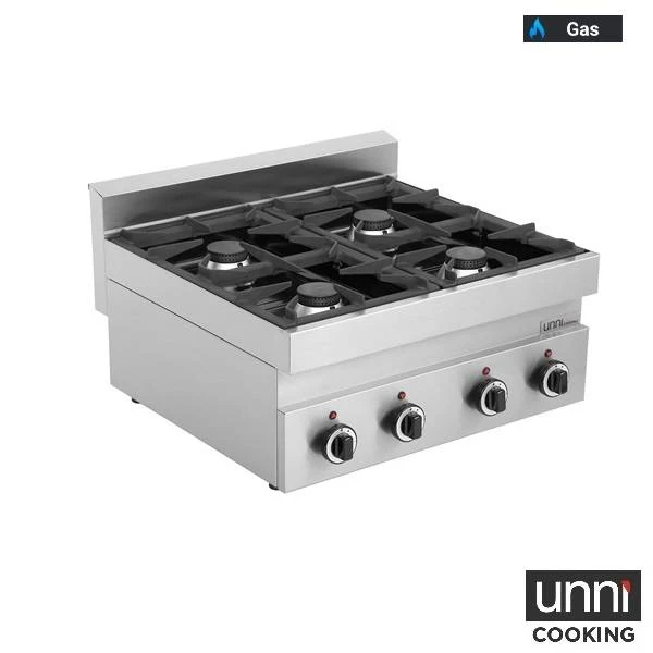 Fourneau gaz 4 feux vifs 6,5 kW - L 700 x P 650 x H 320 mm - Unninox