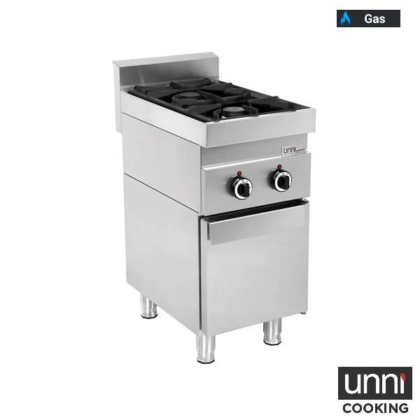 Fourneau gaz 2 feux vifs - L 400 x P 650 x H 320 mm - 13 kW - Unninox