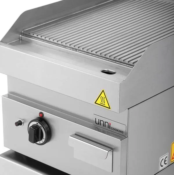 Plancha gaz rainurée 5,7 kW - L 400 x P 650 x H 320 mm - Unninox