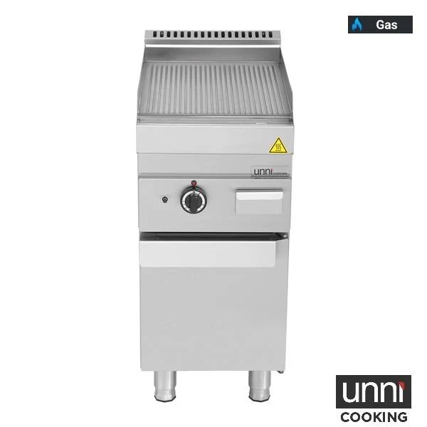 Plancha gaz rainurée 5,7 kW - L 400 x P 650 x H 320 mm - Unninox