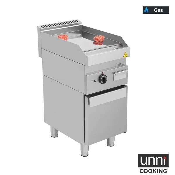 Plancha gaz chrome 5,7 kW - L 400 x P 650 x H 320 mm - Unninox