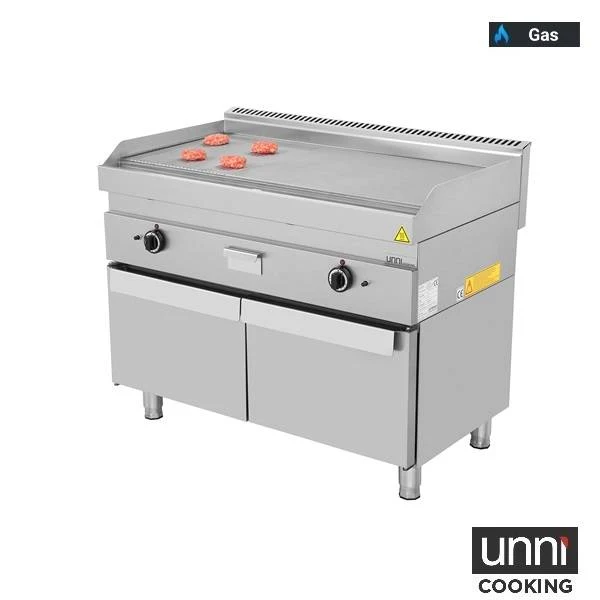 Plancha gaz 1/3 rainurée 2/3 lisse 12 kW - L 1100 x P 650 x H 320 mm - Unninox