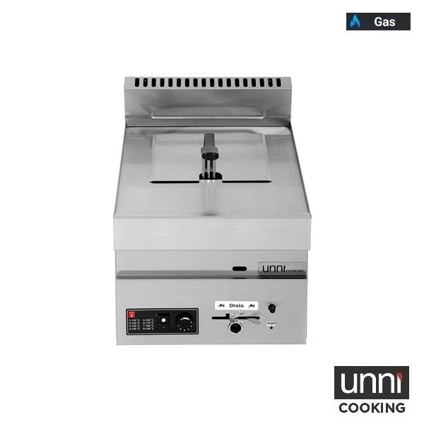 Friteuse gaz 1 cuve 8 L 7 kW - L 400 x P 650 x H 300 mm - Unninox