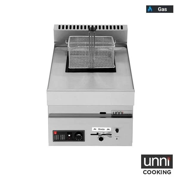 Friteuse gaz 1 cuve 8 L 7 kW - L 400 x P 650 x H 300 mm - Unninox