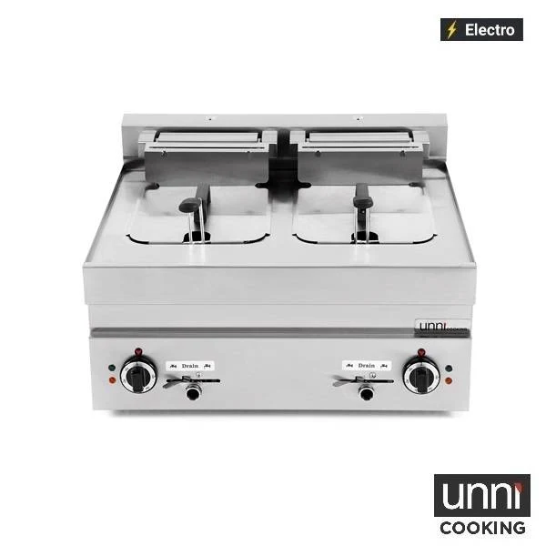 Friteuse électrique 2 cuves 2 x 10 L 15 kW 400 V - L 700 x P 650 x H 320 mm - Unninox