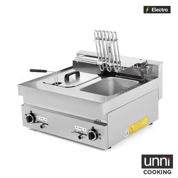 Friteuse électrique 2 cuves 2 x 10 L 15 kW 400 V - L 700 x P 650 x H 320 mm - Unninox