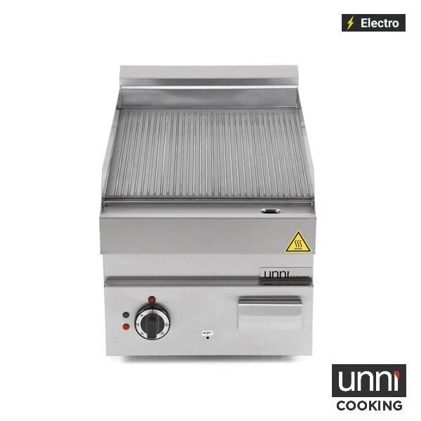 Plancha électrique rainurée 4,5 kW 400 V - L 400 x P 650 x H 320 mm - Unninox