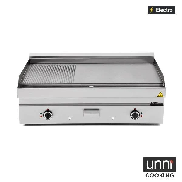 Plancha électrique 1/3 rainurée 2/3 lisse 13,5 kW 400 V - L 1100 x P 650 x H 320 mm - Unninox