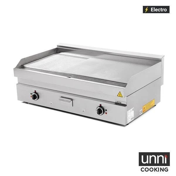 Plancha électrique 1/3 rainurée 2/3 lisse 13,5 kW 400 V - L 1100 x P 650 x H 320 mm - Unninox