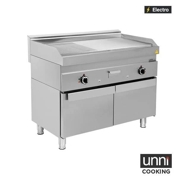Plancha électrique 1/3 rainurée 2/3 lisse 13,5 kW 400 V - L 1100 x P 650 x H 320 mm - Unninox