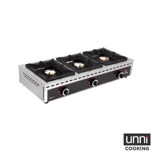 Réchaud gaz à poser 3 feux 3 x 7 kW - L 1010 x P 510 x H 200 mm - Unninox