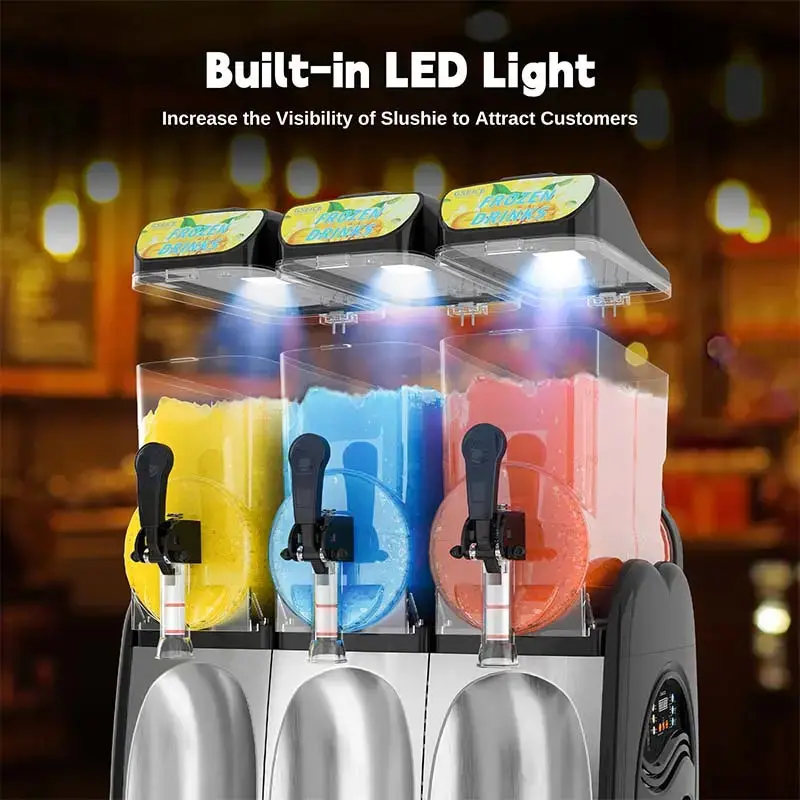 Commercial Slushie Machine with 3x4 Gal, Frozen Beverage Machines Suitable for Restaurants | RLC15*3