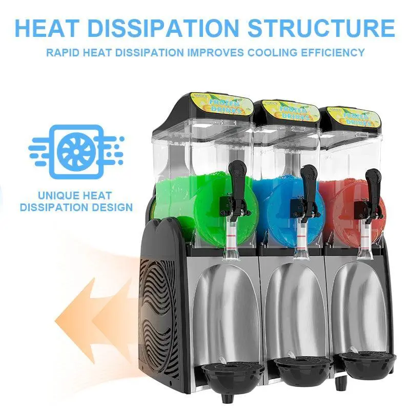 Commercial Slushie Machine with 3x4 Gal, Frozen Beverage Machines Suitable for Restaurants | RLC15*3