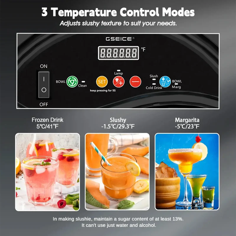 GSEICE 15L Slushy Machine, 5-in-1 Margarita Slushie Machine, 110v/60Hz Frozen Drink Machine for Parties Restaurants Cafe Bars | RLC15*1