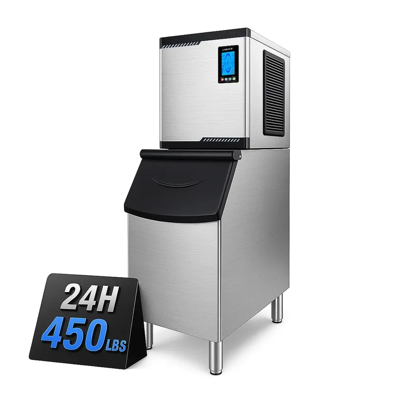 GSEICE BF360 Commercial Ice Maker with ETL Certification– 450 lbs/24H Output, 300 lbs Ice Storage, DOE & CEC Energy Efficient, Smart Timer & Easy Cleaning