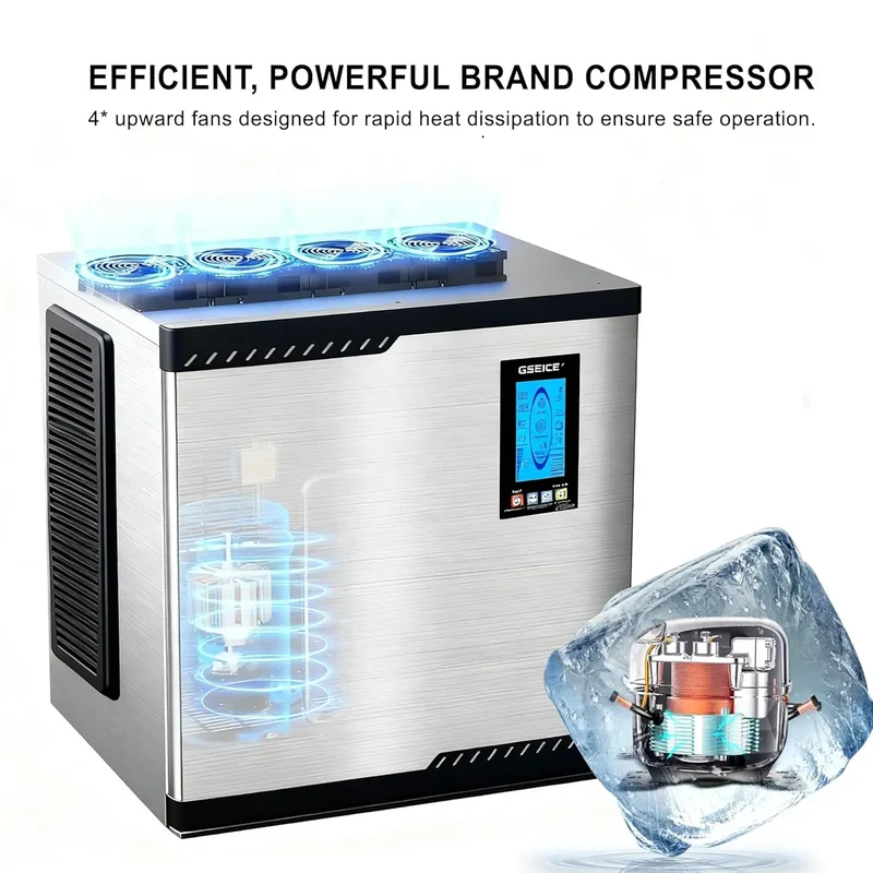 GSEICE BF360 Commercial Ice Maker with ETL Certification– 450 lbs/24H Output, 300 lbs Ice Storage, DOE & CEC Energy Efficient, Smart Timer & Easy Cleaning