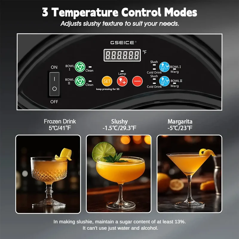 Best Commercial Slushy Machine, 2 × 4 Gal Dual Tank Frozen Drink Maker with R290 Refrigerant, 860W Compressor, LED-Lit Tanks for Restaurants, Bars, Cafes, Events & Parties | RLC15*2