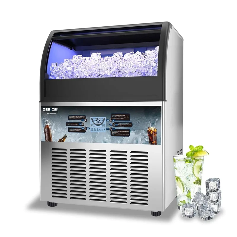 GSEICE SY300 ETL Commercial Ice Maker with Drain Pump, 300lbs/24H Ice Maker Machine, Self-Cleaning with LED Display