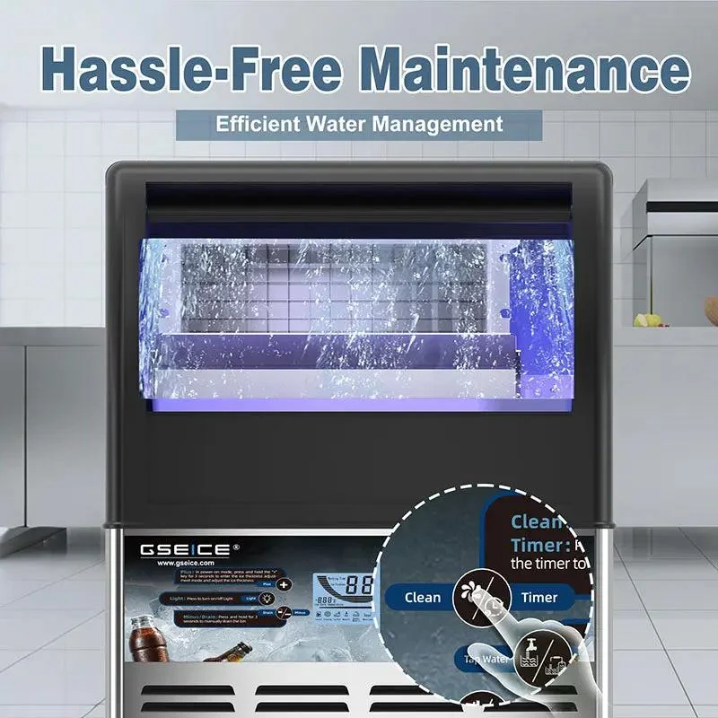 GSEICE SY300 ETL Commercial Ice Maker with Drain Pump, 300lbs/24H Ice Maker Machine, Self-Cleaning with LED Display