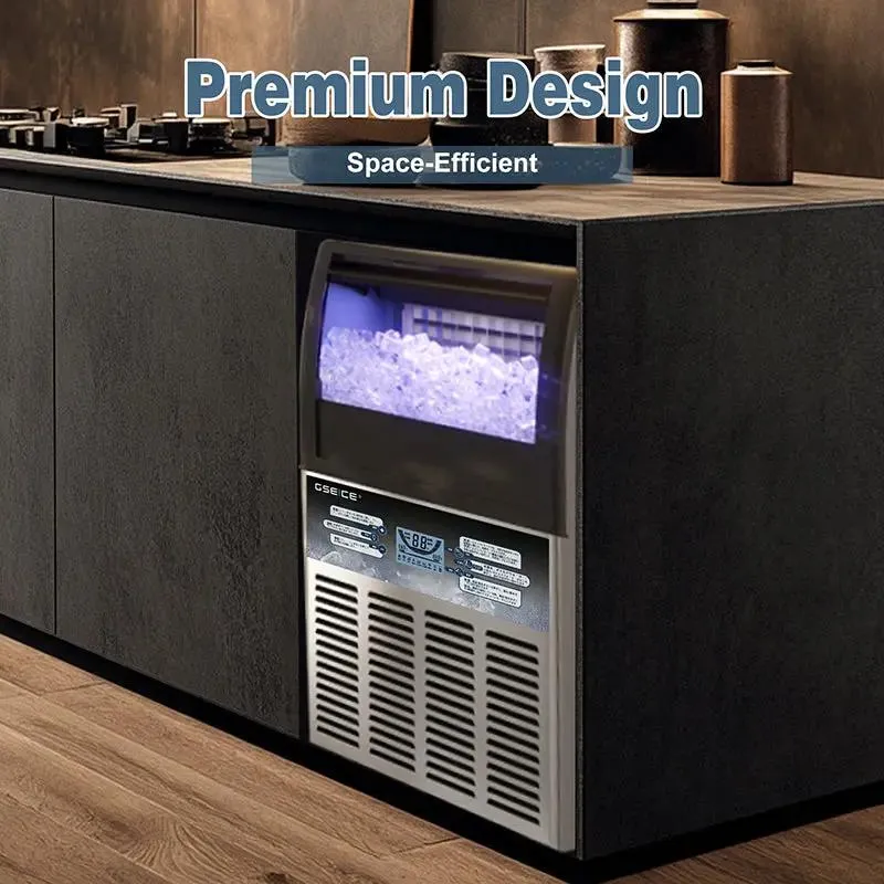 GSEICE Commercial Ice Maker Machine, SY90 110V Commercial Ice Maker, Stainless Steel Commercial Ice Machine for Bar, Home, Supermarkets