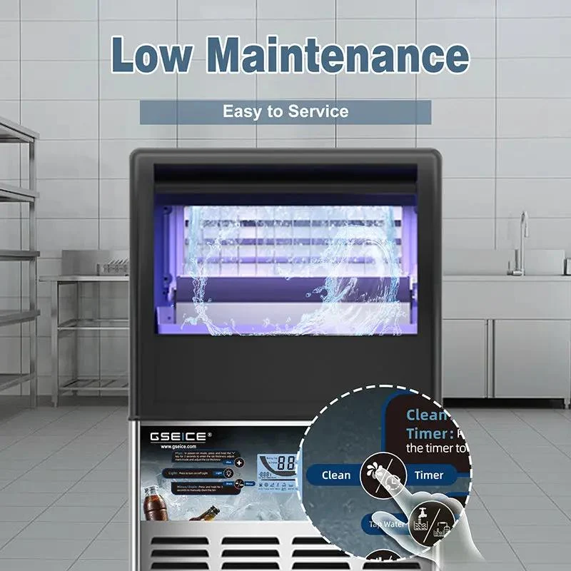 GSEICE Commercial Ice Maker Machine, SY90 110V Commercial Ice Maker, Stainless Steel Commercial Ice Machine for Bar, Home, Supermarkets