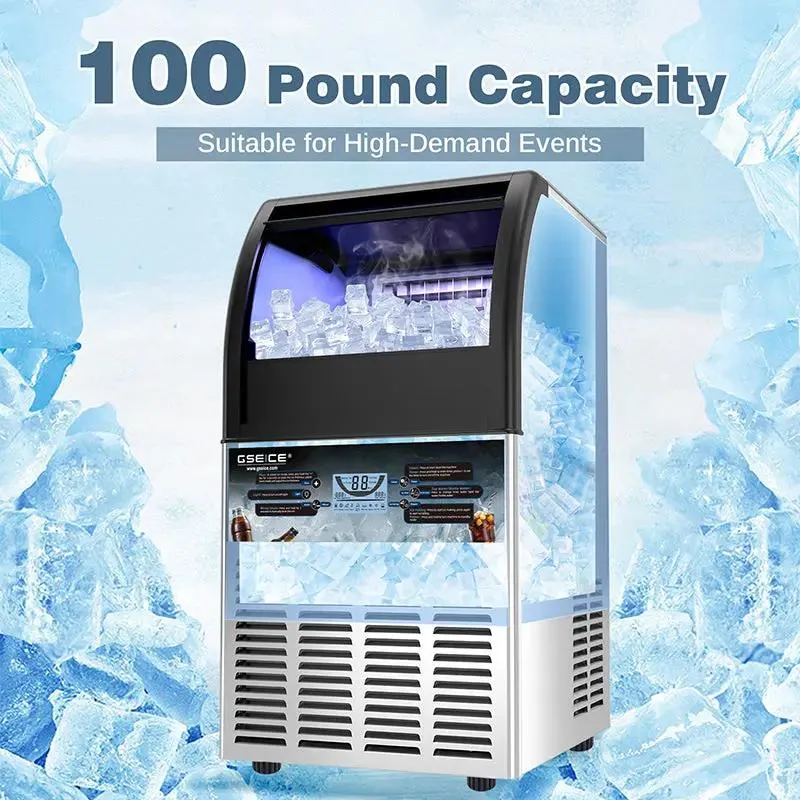 GSEICE Commercial Ice Maker Machine, SY90 110V Commercial Ice Maker, Stainless Steel Commercial Ice Machine for Bar, Home, Supermarkets