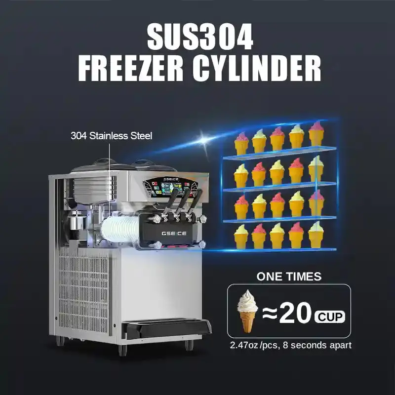 1600W Soft Ice Cream machine, Countertop Soft Serve Machine for Restaurant Snack Bar | BJK288SR1JL-Z
