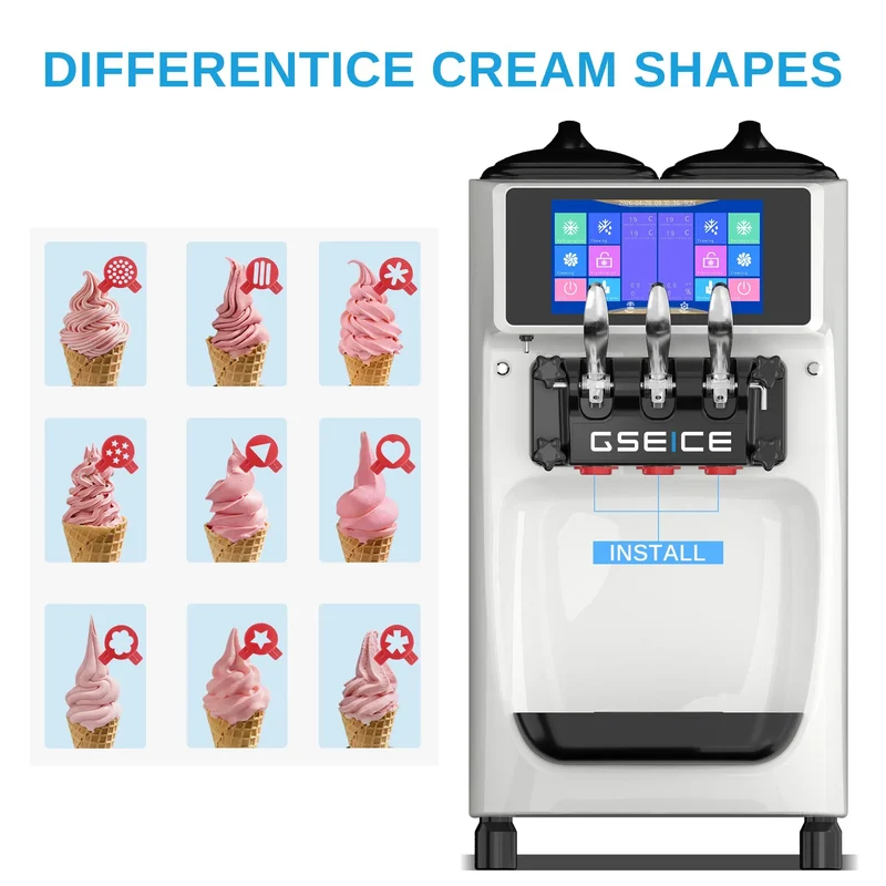 GSEICE 2400W Commercial Ice Cream Machine - Best Commercial Soft Serve Ice Cream Machine with Pre-cooling Frequency Conversion | ST32RELW