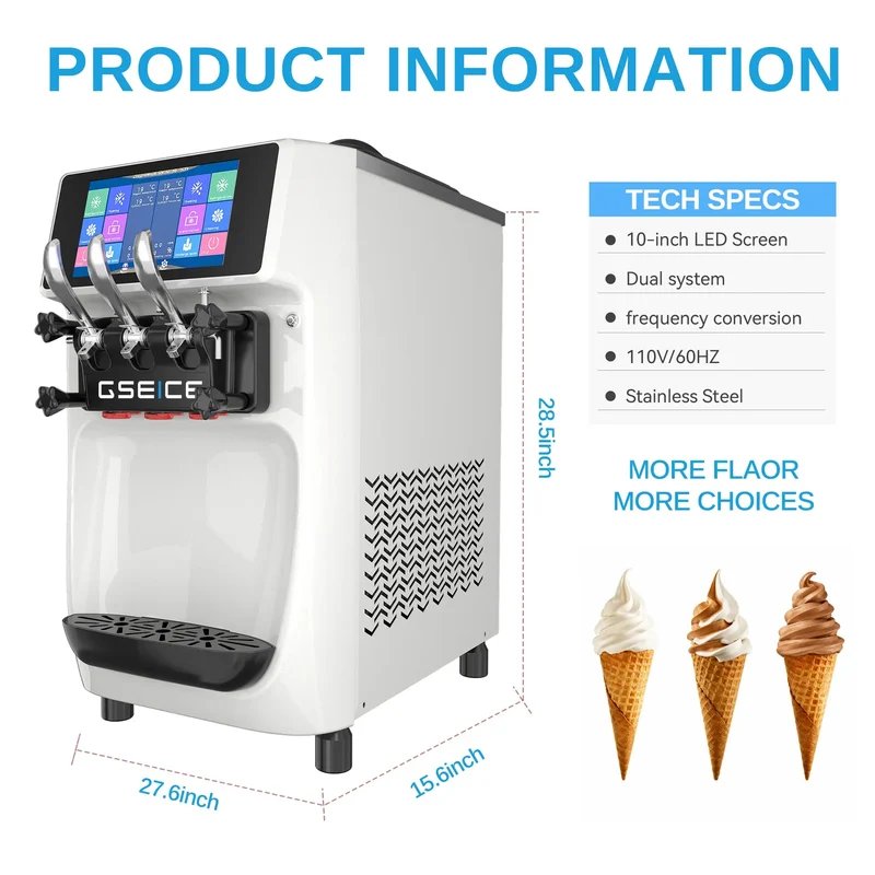 GSEICE 2400W Commercial Ice Cream Machine - Best Commercial Soft Serve Ice Cream Machine with Pre-cooling Frequency Conversion | ST32RELW
