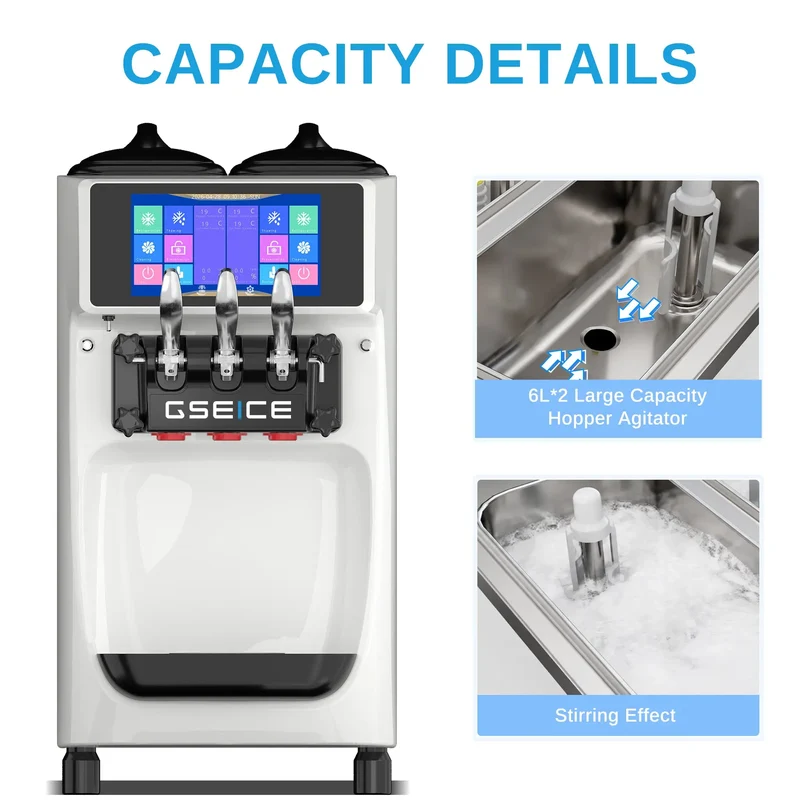 GSEICE 2400W Commercial Ice Cream Machine - Best Commercial Soft Serve Ice Cream Machine with Pre-cooling Frequency Conversion | ST32RELW