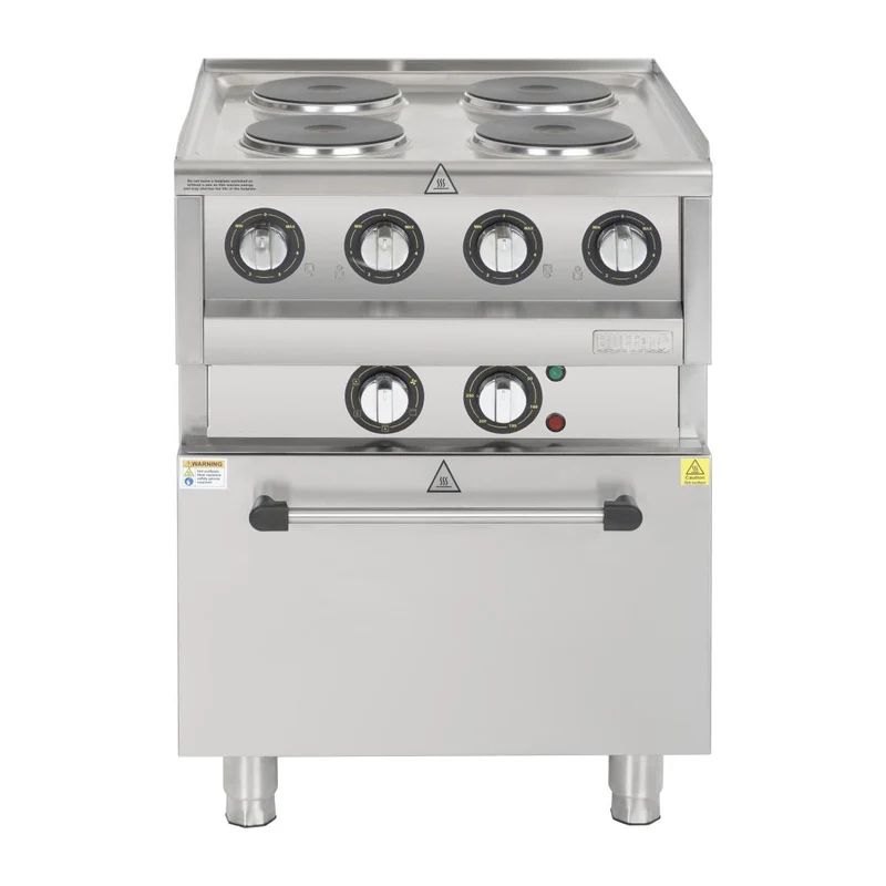 Fourneau électrique 4 feux sur four à convection Buffalo Série 600