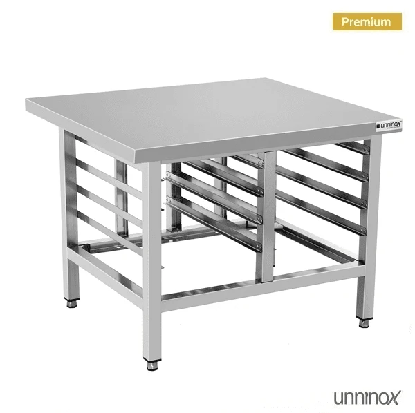 Support inox pour four mixte 8 niveaux GN 1/1 - L 900 x P 800 x H 700 mm - Unninox