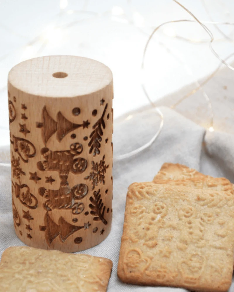 Mini rouleau bois empreinte Bonhomme pain d'épices - Scrapcooking