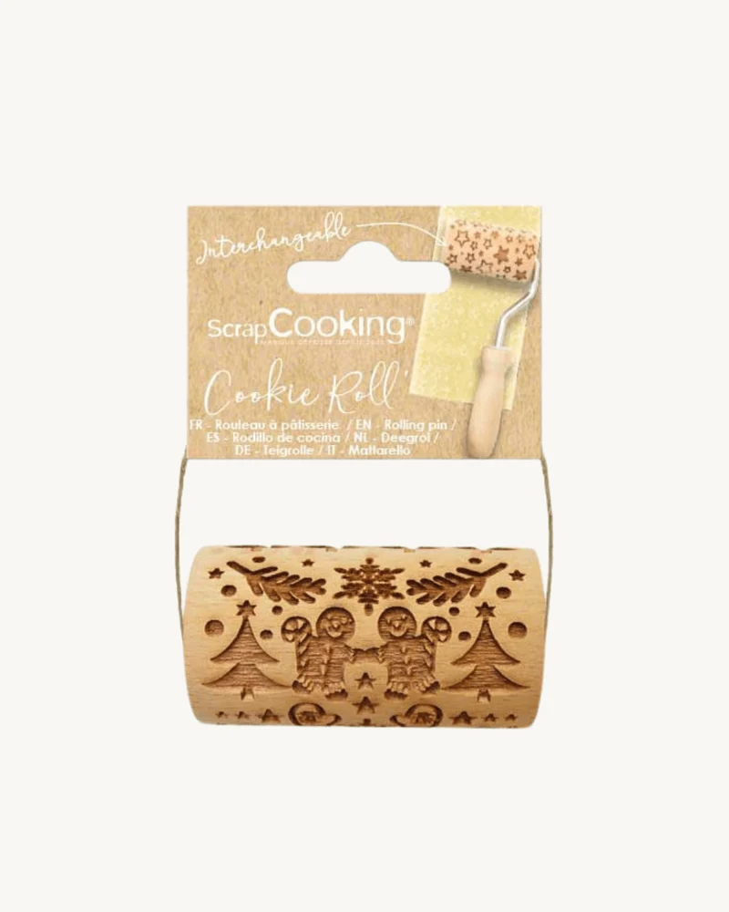 Mini rouleau bois empreinte Bonhomme pain d'épices - Scrapcooking